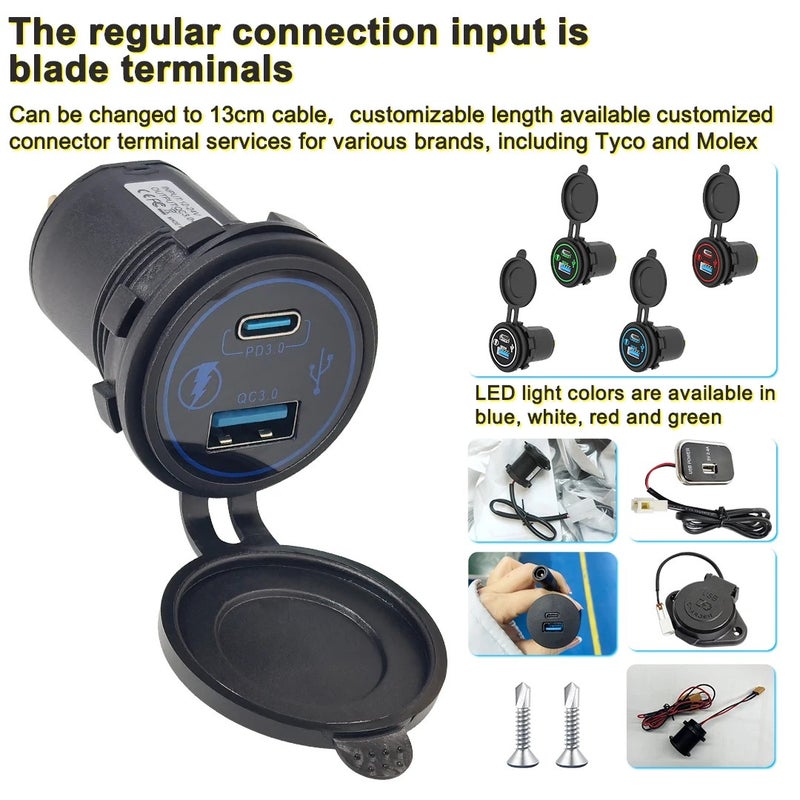 Bluejw 66W Dual Port Car Charger: 36W QC3.0 USB A + 30W USB C PD Fast Charging for 12V/24V Automobile Chargers, Bus, Truck - Quick Charge Outlet Socket - Image 5